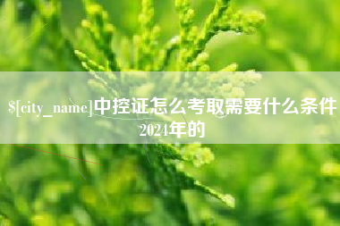 安康中控证怎么考取需要什么条件2024年的